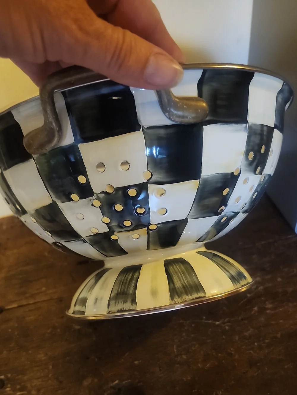 MacKenzie-Childs Courtly Check Large Colander 2.75 Quarts